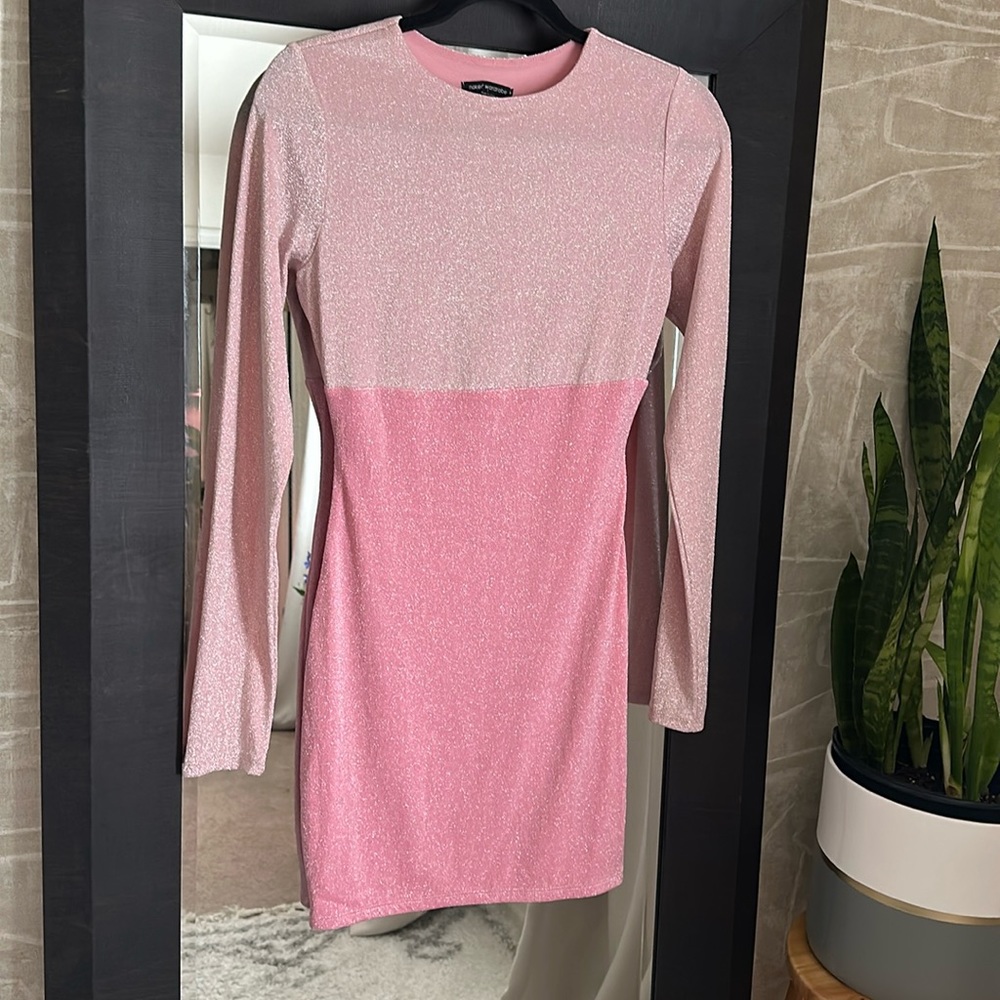 (NEW) naked wardrobe Pink Shimmer Dress